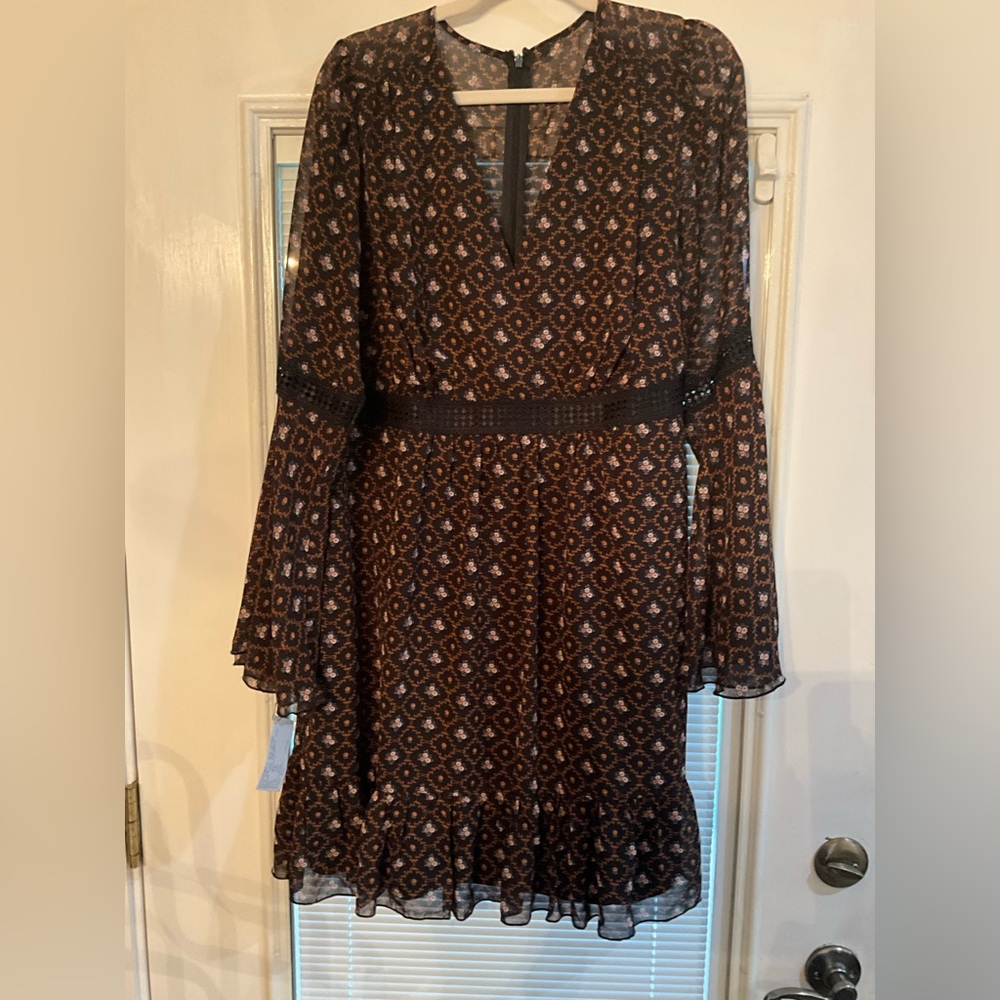 Elegant Brown Patterned Dress